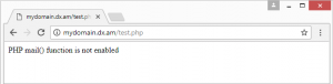 The test script shows that the PHP mail() function is disabled which is likely due to a bad server configuration.
