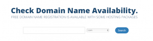 You can use our search tool to find a domain that suits you. You can choose a different domain extension using the dropdown menu.