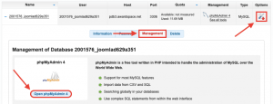 You can access phpMyAdmin right from the Management tab for your database. The link is also present right in the Management column for quicker access.