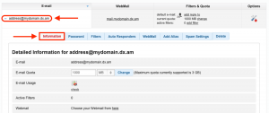 You will find the option to designate an email account as the default sender for your contact form in the Information tab.