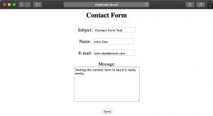 The PHP email script and the HTML form working together to enable the contact form functionality.