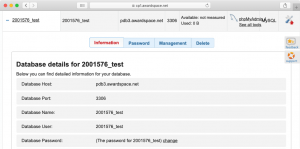 The information tab will provide you with all credentials necessary to successfully connect to your MySQL database.