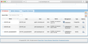 All of your databases are neatly organized into a table with pertinent information easily accessible.