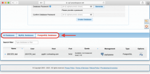 Using the three view options at the top of the list of existing databases you can view a single type of database.