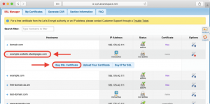 The ability to purchase an SSL certificate is the first option that you are presented with.