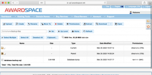 Success! Our backup file was created successfully and we are free to download it for safekeeping.