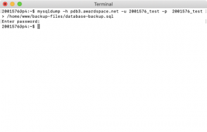 Exporting a database via SSH takes a single command.