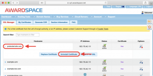 As long as your domain name has an SSL certificate installed on it, you will see the Uninstall Certificate tab.