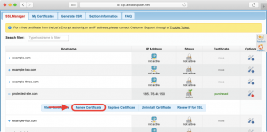 The option to renew your SSL certificate is only present on certificates that are purchased from AwardSpace.