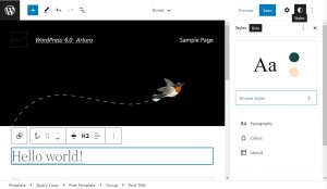 WordPress site in black style (default)