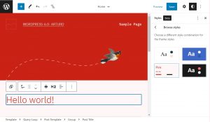 WordPress site in red style