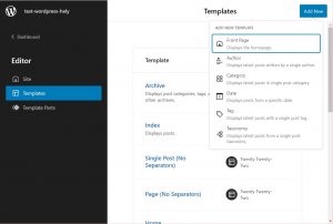 The new template options for block themes