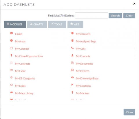 How to Add Dashlets to SuiteCRM - AwardSpace.com