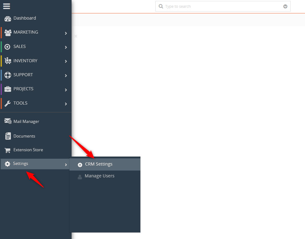 Vtiger CMS Settings