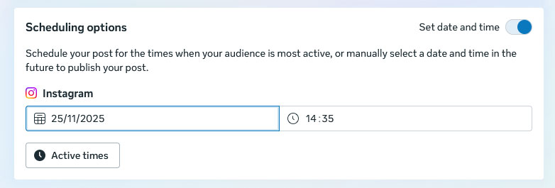 Head to the scheduling box in Meta Business Suite