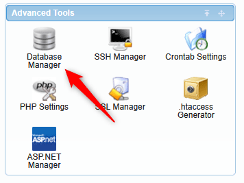Access the database manager within AwardSpace hosting panel to create a new database