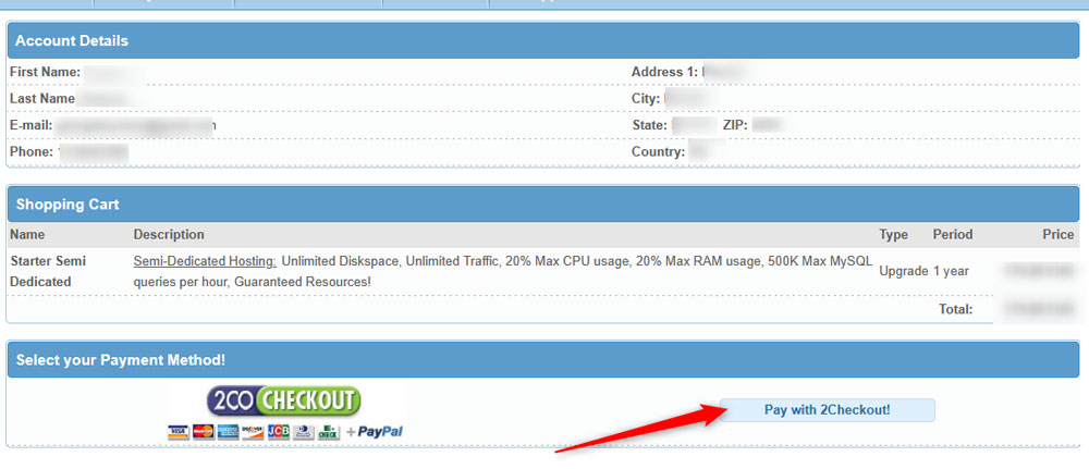 Hosting plan purchase overview